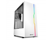 Sharkoon RGB SLIDER White  ATX Case, with Side Panel of Tempered Glass, without PSU, Tool-free, Cable Management, Front Panel w/1xARGB LED Strip, Pre-Installed Fans: Rear 1x120mm, ARGB Controller, 2x3.5- / 5x2.5-, 2xUSB3.0, 1xUSB2.0, 1xHeadphones, 1xMic, 